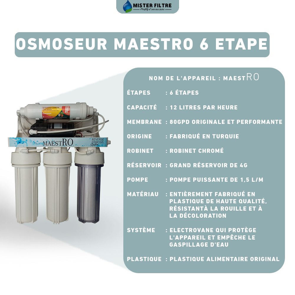 OSMOSEUR MAESTRO 6 ETAPE MEMBARNE 80 GPD